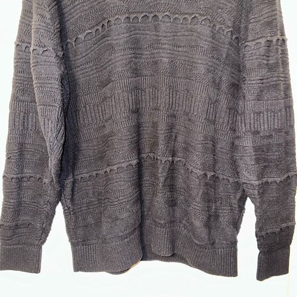 Hollister Men’s Solid Black Crew Cable Knit Sweater Size Large Gently Worn - Picture 2 of 12